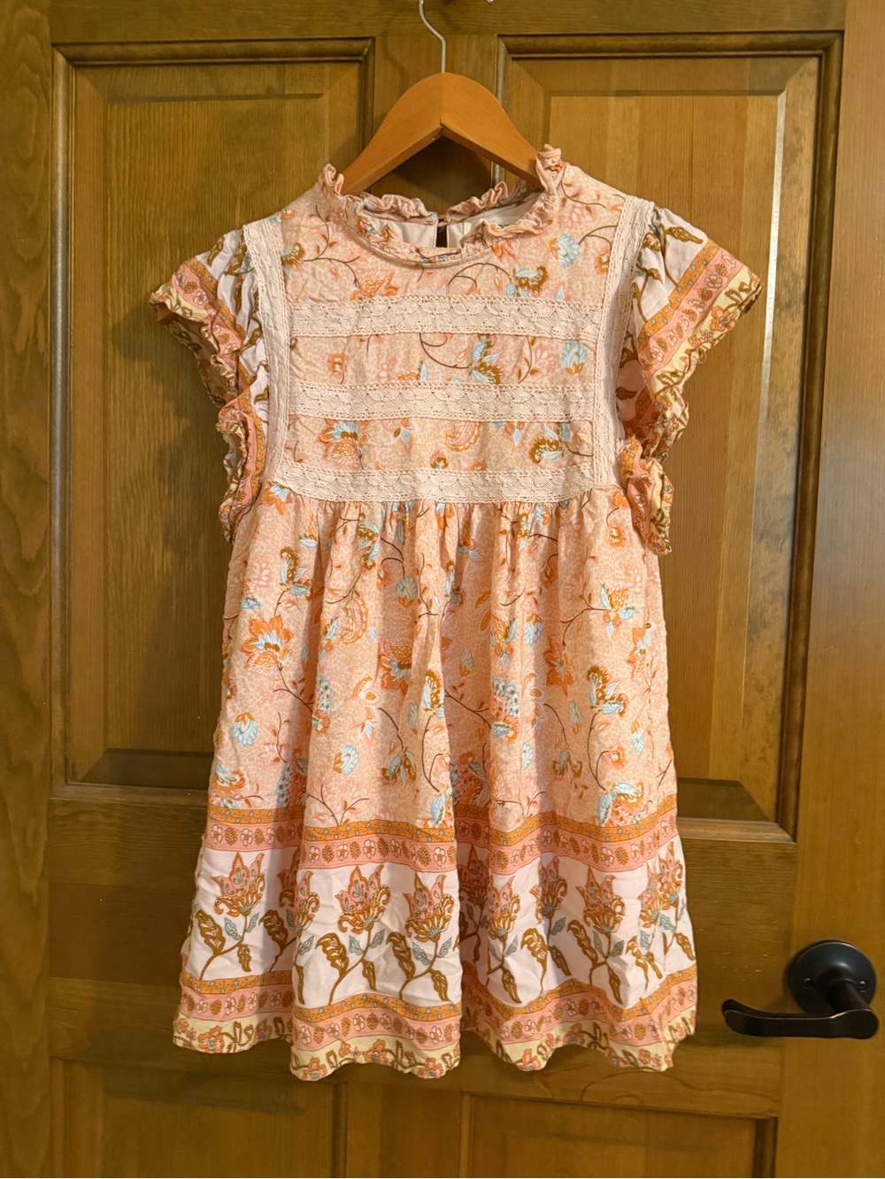 In Loom Boho Floral Lace Top Small - Rust Peach Fall